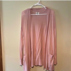 Hippie Rose Pink Cardigan Sweater Lightweight Open-Front Women Size L